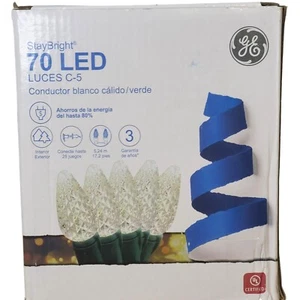 GE StayBright LED C-5 Lights Warm White - Green Wire 70ct, NEW OPEN BOX - Picture 1 of 7