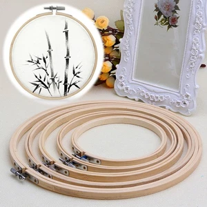 13-30cm Wooden Frame Cross Stitch Machine Embroidery Hoop Ring Bamboo Sewing - Picture 1 of 17