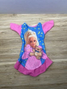 Vintage 1980s BARBIE pink flannel nightgown pajamas doll Mattel toy teddy bear - Picture 1 of 2