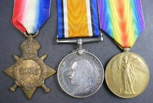 Original Aust Gp 3 Medals: WW1 1914-15 trio, Mansfield, 8th LH AIF WIA Gallipoli - Picture 1 of 6