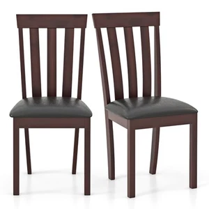 Dining Chair Set of 2 Upholstered Wooden Kitchen Chairs with Rubber Wood Frame - Picture 1 of 8