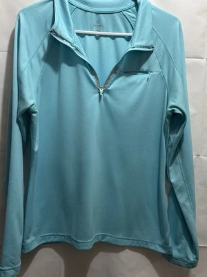 Chaqueta Jockey para mujer turquesa cremallera bolsillo malla a lo largo de la manga talla grande Foto 1 de 4