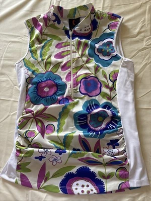 SHEILA MOON Cycling Jersey Size Small Sleeveless Back Pocket Floral - Image 1 of 4