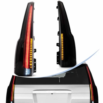 L+R 烟熏 LED 尾灯适用于 2015 - 2020 年 GMC 育空凯迪拉克凯雷德后灯 — 第 1/4 张图片