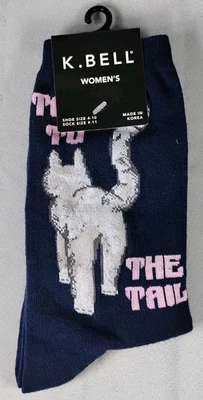 K.Bell Divertidos Calcetines CAT "Talk To The TAIL" Mujer Zapato Talla 4-10 AZUL MARINO NUEVO CON ETIQUETAS Foto 1 de 4