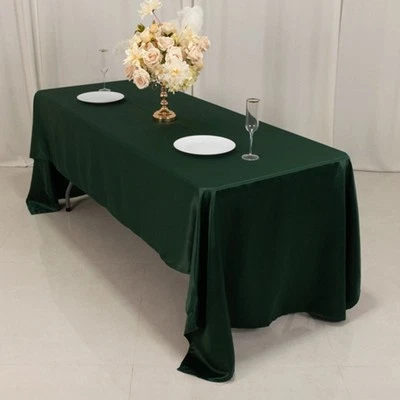Hunter Green 60x126" RECTANGLE Lamour Satin TABLECLOTH Light Gray Party Home - Image 1 of 4