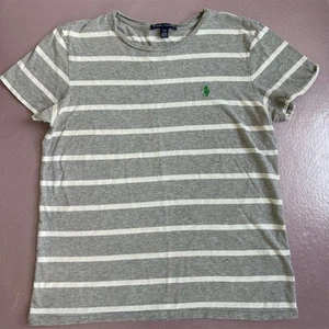 Polo Ralph Lauren Women's Gray Striped T-Shirt Size L Casual Crew Neck - Bild 1 von 5