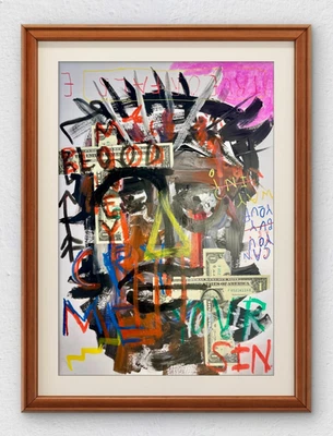 Jesus Religious Basquiat Inspired Abstract 12" X 16" Original Art On Art Paper - Image 1 of 4