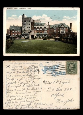 Mayfairstamps US 1930 Greenwich to Alfred NY Pickwick Arms Postcard aau_66737 - Image 1 of 2