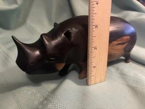 MADERA MACIZA HIPOPÓTAMO africano tallado (7" x 3") - Imagen 1 de 3