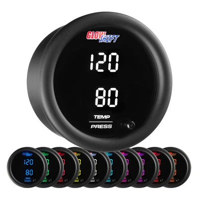GlowShift 10 Color Digital Dual Temperature & Pressure Combo Gauge - Image 1 of 4