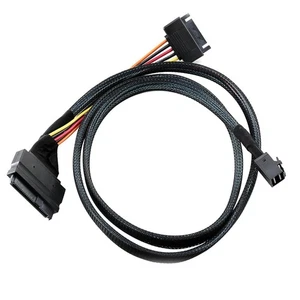 50cm 12GB/s Mini SAS Cable SFF 8643 to SFF 8639 NVMe SSD With 15 Pin SATA Power - Afbeelding 1 van 8