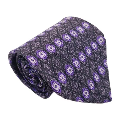 Corbata Honors púrpura patrón geométrico corbata de seda para hombre hecha en EE. UU. Foto 1 de 4