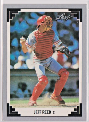 Jeff Reed Cincinnati Reds Catcher 1991 Leaf Card 102 Near Mint + - Image 1 of 2