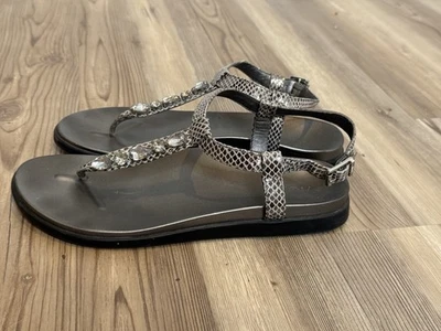 VIONIC Pewter Print Rhinestone Palm Boca Comfort Women Sz 9 Orthotic Sandal - Image 1 of 4