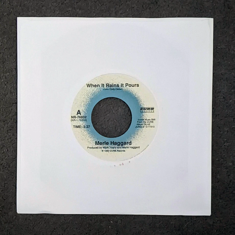 Merle Haggard When It Rains It Pours 7" Vinyl 1990 Epic Records 45rpm Country US - Image 1 of 4