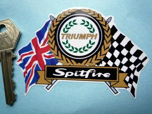 Pegatina de coche deportivo clásico TRIUMPH SPITFIRE Garland Flags & Scroll - Imagen 1 de 1