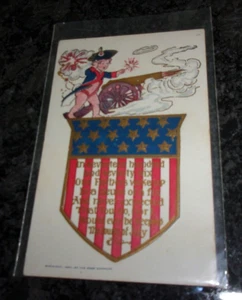 1907 VINTAGE POSTCARD - JULY 4TH - EMBOSSED - UNPOSTED - EXCELLENT COND. - Picture 1 of 2