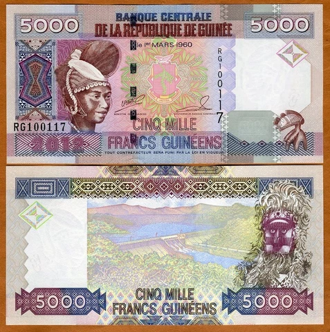 Guinea, 5000 (5,000) Francs, 2012, P-41 (41b), UNC Cover