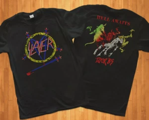 T-shirt Slayer Band Hell Awaits Tour 85 taglia intera S-5XL - Foto 1 di 2