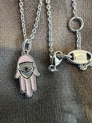 Judith Ripka Esmalte Rosa y Topacio Blanco Acentuado Plata de Ley Hamsa Foto 1 de 4