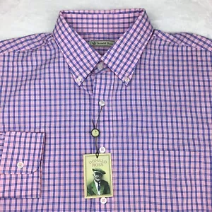 Donald Ross Dress Shirt Mens Large Pink/Blue Checks Long Sleeves NWT! - Picture 1 of 11