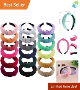 Comfortable and Stretchable 18 Multicolor Top Knot Headbands for All Occasions - Picture 1 of 9