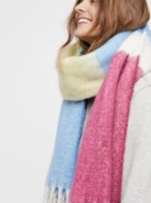 NEW Free People Cameron Brushed Plaid Fringed Winter Scarf Z399-7 - Image 1 of 2