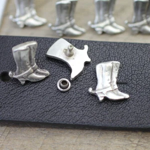 10 Cowboy Stiefel Nieten Silber Metall DIY Schmuck basteln, Schmuck Zubehör - Picture 1 of 7