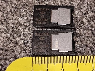 2 x SANDISK MEMORY STICK M2 MICRO CARD to MS PRO DUO ADAPTERS LOT Adaptor Black - Image 1 of 2