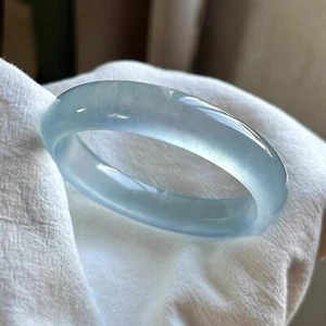 Natural high ice blue chalcedony blue clear water bracelet quartzite jade - Picture 1 of 9