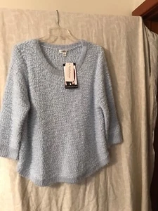 John Paul Richard Light Blue Hi-Lo Popcorn Sweater Women’s XL Soft Pullover $56! - Picture 1 of 12