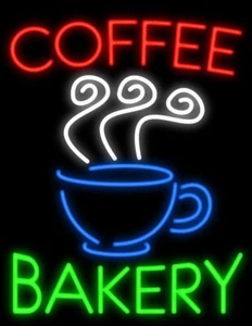US Stock Coffee Bakery Open Neon Light Sign Glass Wall Space Decor BV 20"x16" - Picture 1 of 6