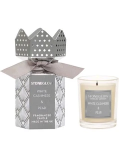 Six Stoneglow Gift Boxed Cracker Candles - White Cashmere & Pear Scented. New! - Picture 1 of 4