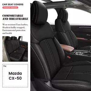 For Mazda CX-50 2023-2025 Full Set Car Seat Covers Front+Rear Cushion Pad Black - Picture 1 of 8