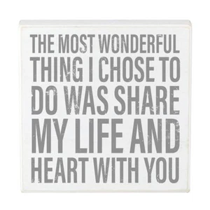 Wooden Rustic Box Plaque Sign Wood Quote Boxes 8in SQ x 1.75in D Wonderful 2 PK - Picture 1 of 3