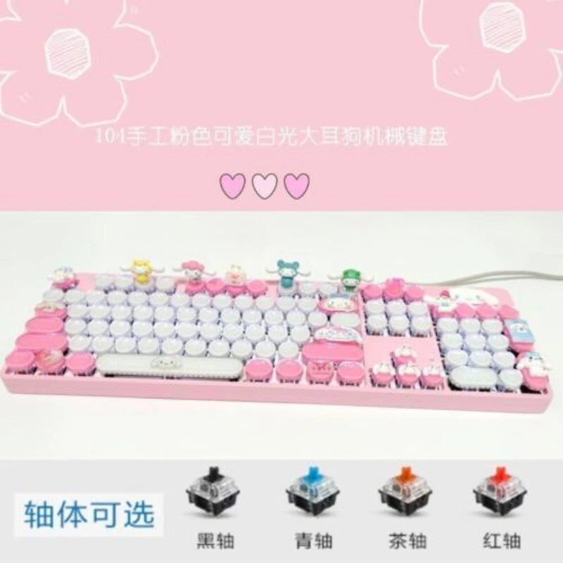 My Melody Cinnamoroll Kuromi Mechanical Keyboard Hot Swap USB Wired 87/104 Keys - Image 1 of 4