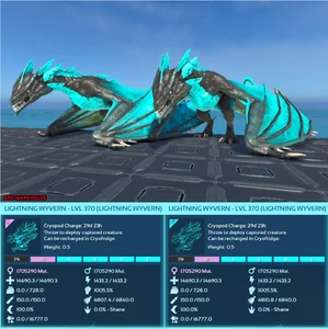 NEW Top Stat 1000M Base Lightning Wyvern Mating Pair - Tron - Ark Ascended PVE - Picture 1 of 4