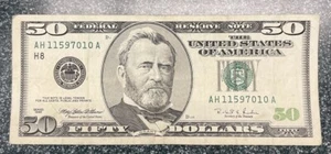 Series 1996 ~ St Louis $50 Fifty Dollar Bill Note FRN ~ AH11597010A ~ - Picture 1 of 2