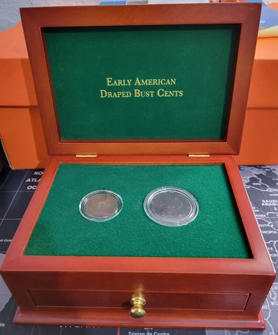 1804 Half Cent and 1802 1 Cent in "Early American Draped Bust Cents" Display Cover