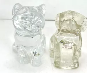Figura transparente Fenton Glass Sitting Cat 3" perro 4" gatito figuras vintage - Imagen 1 de 16