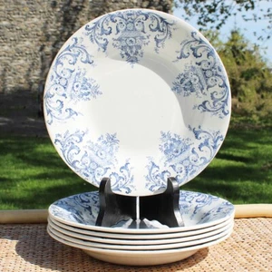 Set de 6 assiettes creuses 23 cm en faïence / Creil et Montereau service Rouen - Picture 1 of 4