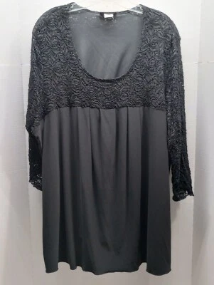 Top para mujer Maggie Barnes talla 2X negro broqueado corpiño manga 3/4 EE. UU. Foto 1 de 4