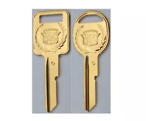 Eldorado Original NOS Gold Cadillac Crest Wreath Key blank Set B42C & B43D - Picture 1 of 1