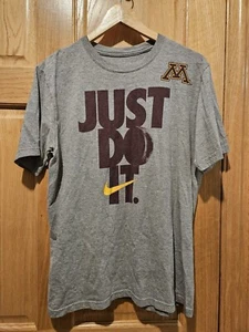 Vintage Nike Just Do It Minnesota Golden Gophers T-Shirt Men's Gray Used - Picture 1 of 3