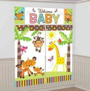 ANIMALS OF RAINFOREST Scene Setter Fisher Price Welcome Baby shower BACKDROP - Picture 1 of 1
