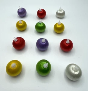 Vintage Christmas Satin Ornaments 12 Balls Red Green White Purple Plastic 1” - Picture 1 of 8