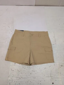 Eddie Bauer Wmn 5" Inseam 2-Way Stretch Sz 8 Khaki Side Cargo Pocket Shorts AM11 - Picture 1 of 6