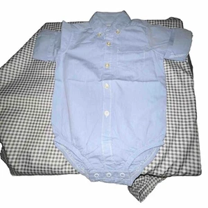 Carter's Short Sleeve 1 Piece Button-Front BlueOxford Bodysuit Size 12M New WT - Picture 1 of 13