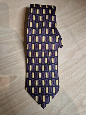 Blue patterned check mens smart tie for business casual or office wear - Image 1 of 3